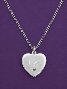 3/$30 Vtg 1970s Personalized Engraved Initials JW Heart Pendant Chain Necklace